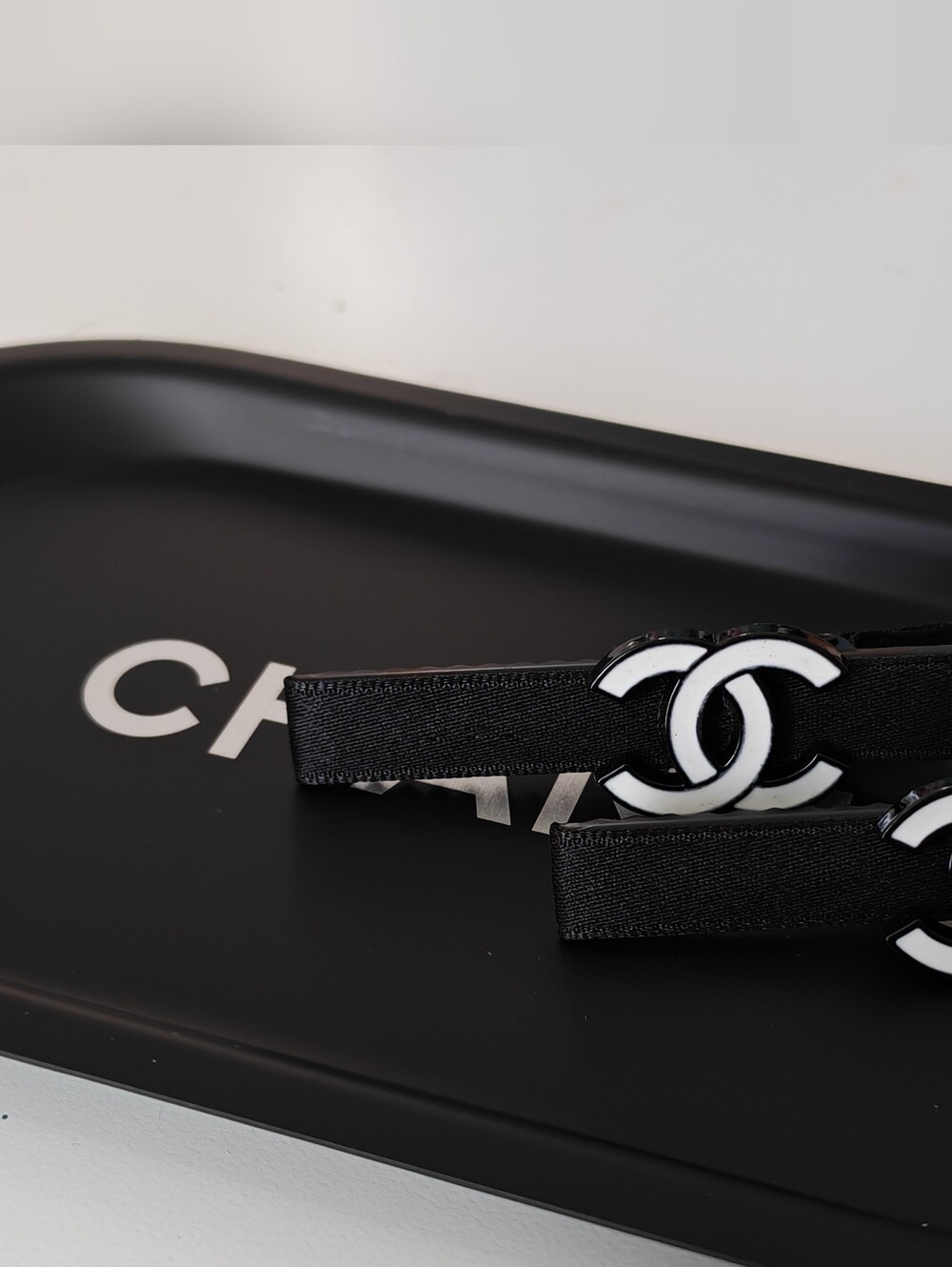 Chanel Black and White CC Hair Clips